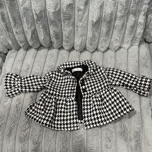 Houndstooth Pea Coat for Kids - Black & White